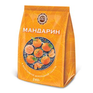 Мандарин в бело-темной шоколадной глазури