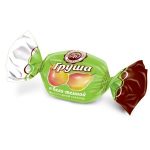 Груша в бело-темной шоколадной глазури