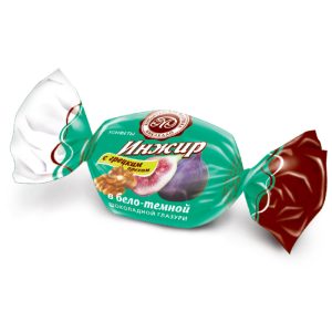 Инжир в бело-темной шоколадной глазури с грецким орехом