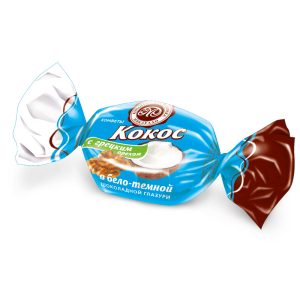 Кокос в бело-темной шоколадной глазури с грецким орехом