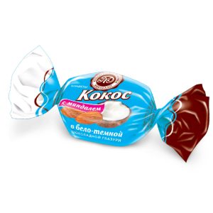 Кокос в бело-темной шоколадной глазури с миндалем