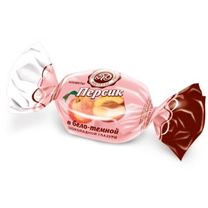 Персик в бело-темной шоколадной глазури