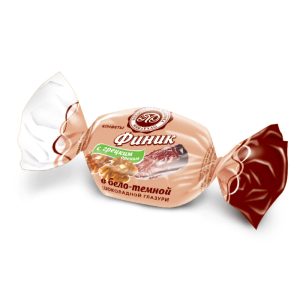 Финик в бело-темной шоколадной глазури с грецким орехом